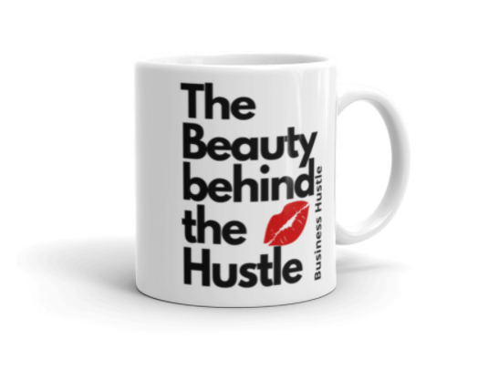 White Glossy Left-Handed Beauty behind the Hustle Mug